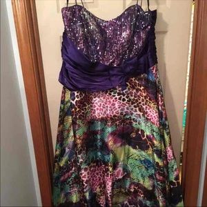 Purple animal print prom dress